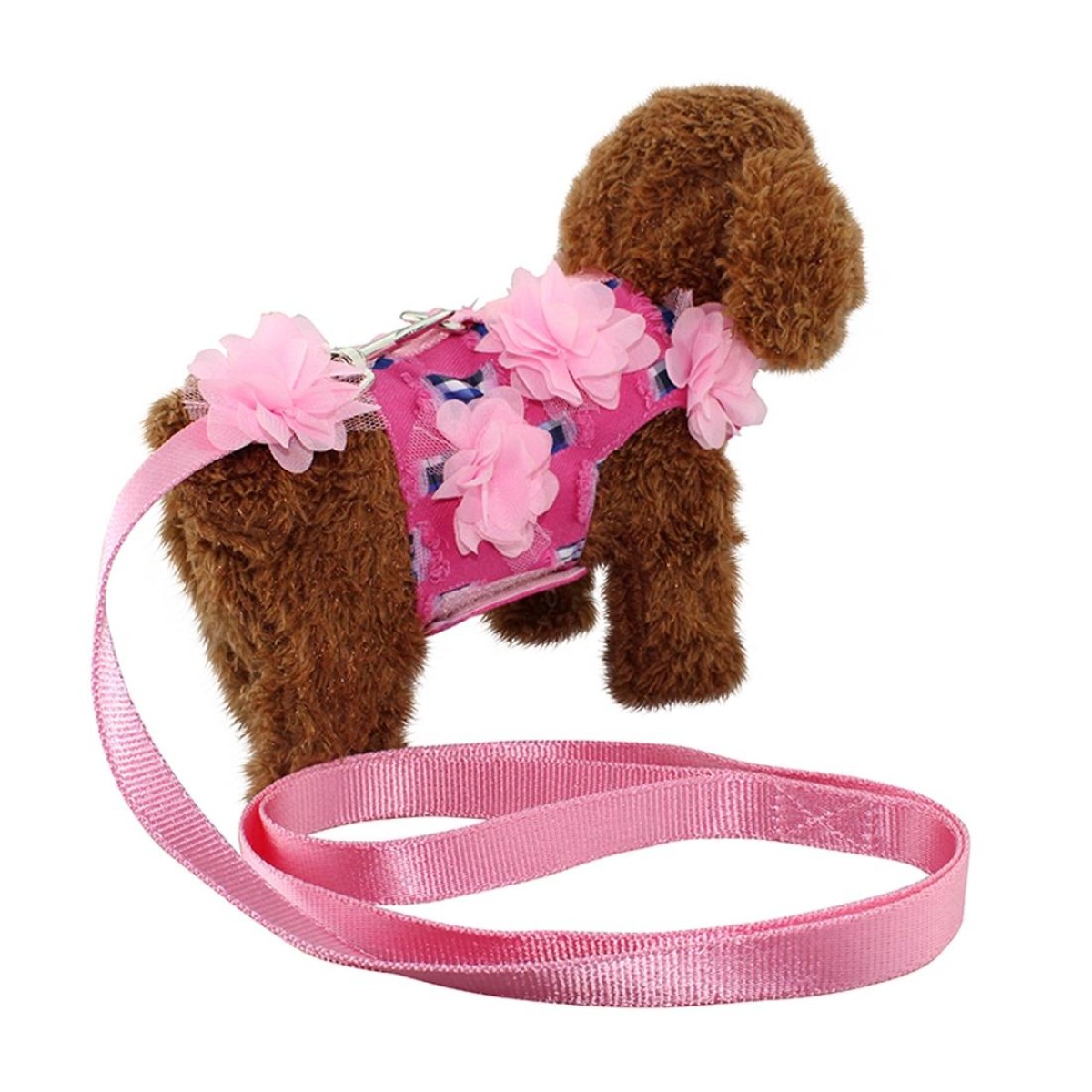 Denim + Canvas + 3D Lace Flowers Soft Breathable Dog Harness Pet Vest Dog Chest Strap , Size: L (Pink)