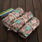 48 Slots Rose Clock Print Pen Bag Canvas Pencil Wrap Curtain Roll Up Pencil Case Stationery Pouch