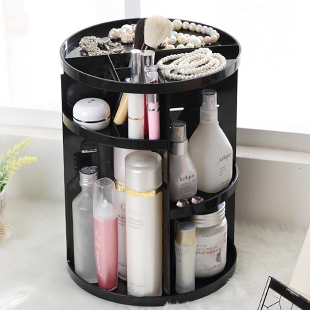 360 Degrees Rotate Functional Cosmetics Container Makeup Organizer Eco-friendly Storage Box, Size: 23 x 31cm(Black)