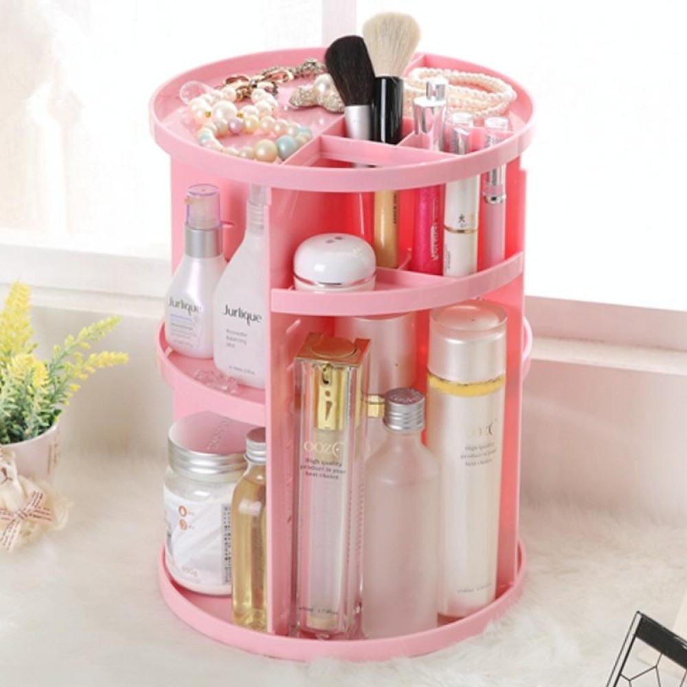 360 Degrees Rotate Functional Cosmetics Container Makeup Organizer Eco-friendly Storage Box, Size: 23 x 31cm(Pink)