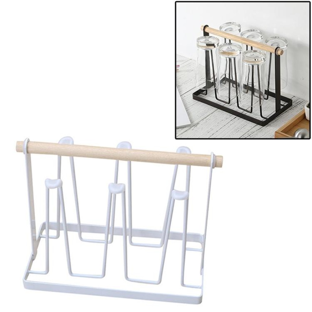 Iron Kitchen Cup Holder Drain Shelf(White)