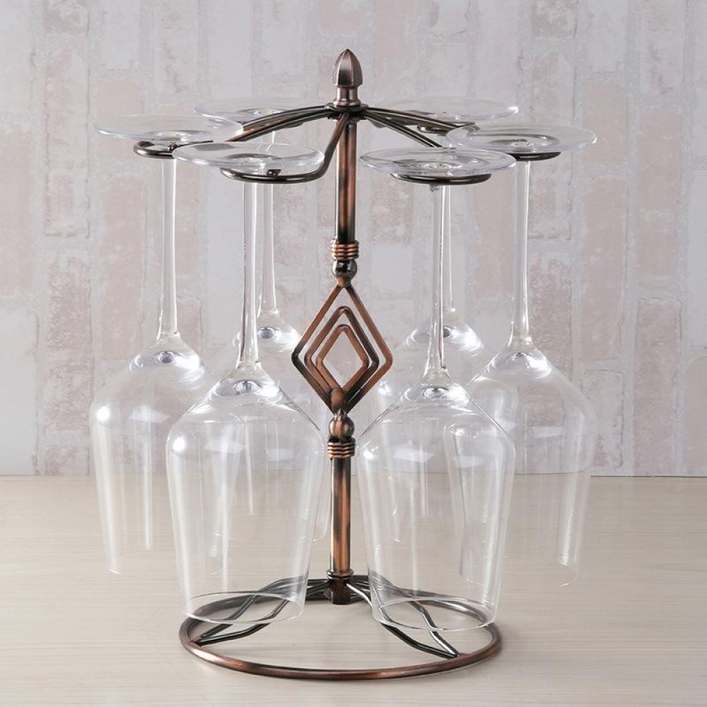 Iron Hanging Wine Glass Shelf Drain Rack Diamond Shape Cup Holder
