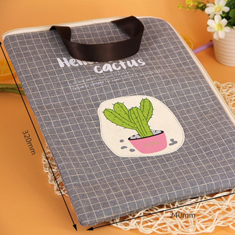 Cactus Pattern Waterproof and Dustproof Canvas File Bag Zipper Data Portable Storage Bag, Random Style Delivery