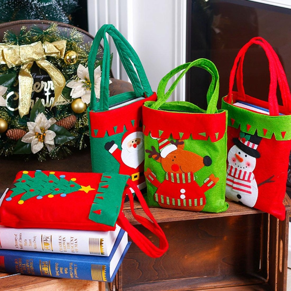 Christmas Dinner Table Decoration Candy Bag, Thickened Non-woven Fabric Kids Gifts Bags, Random Color Delivery