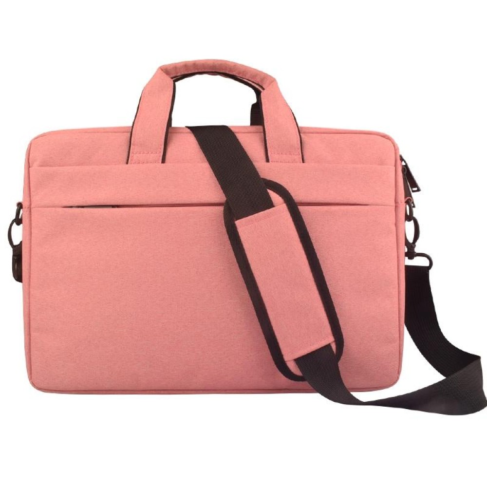Breathable Wear-resistant Thin and Light Fashion Shoulder Handheld Zipper Laptop Bag with Shoulder Strap, For 14.0 inch and Below Macbook, Samsung, Lenovo, Sony, DELL Alienware, CHUWI, ASUS, HP (Pink)
