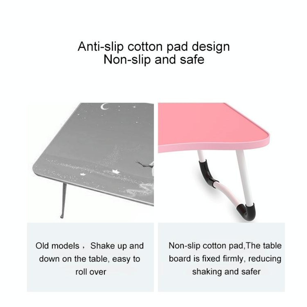 W-shaped Non-slip Legs Adjustable Folding Portable Laptop Desk without Card Slot(Black)