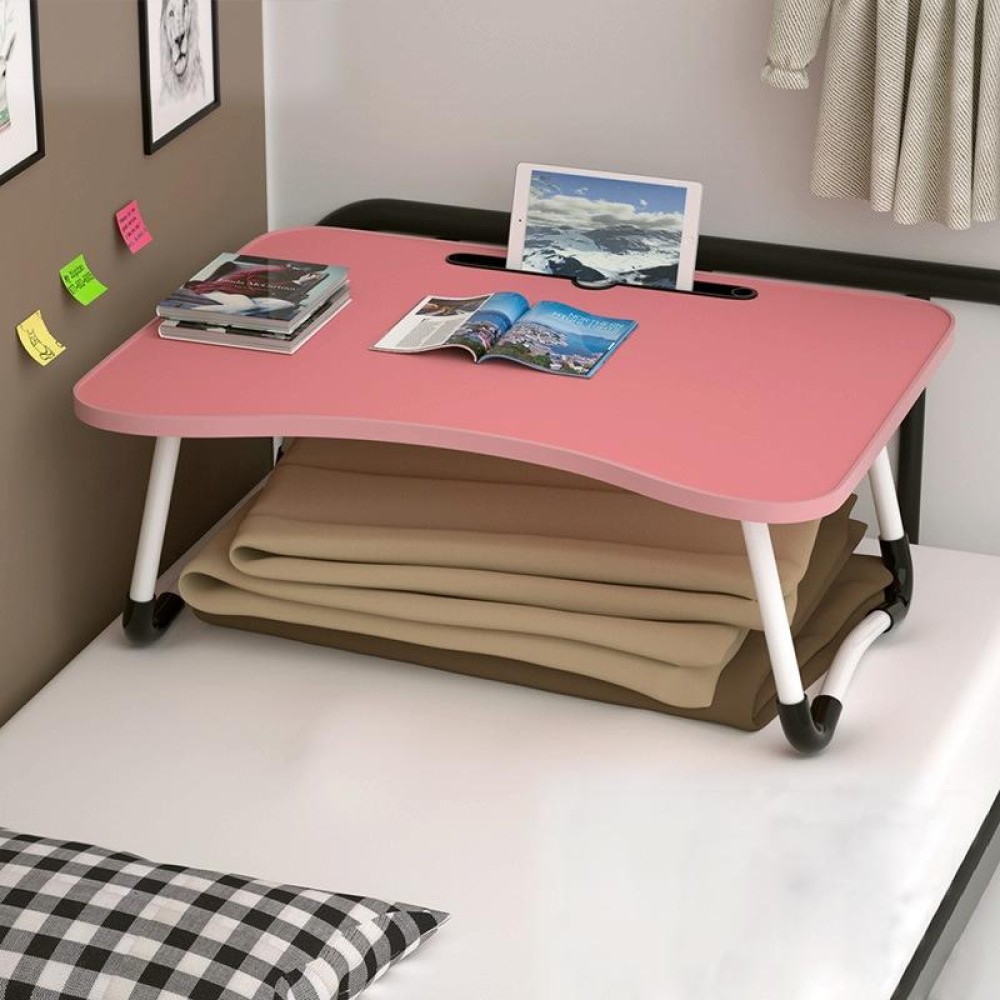 W-shaped Non-slip Legs Adjustable Folding Portable Writing Desk Laptop Desk with Card Slot(Pink)