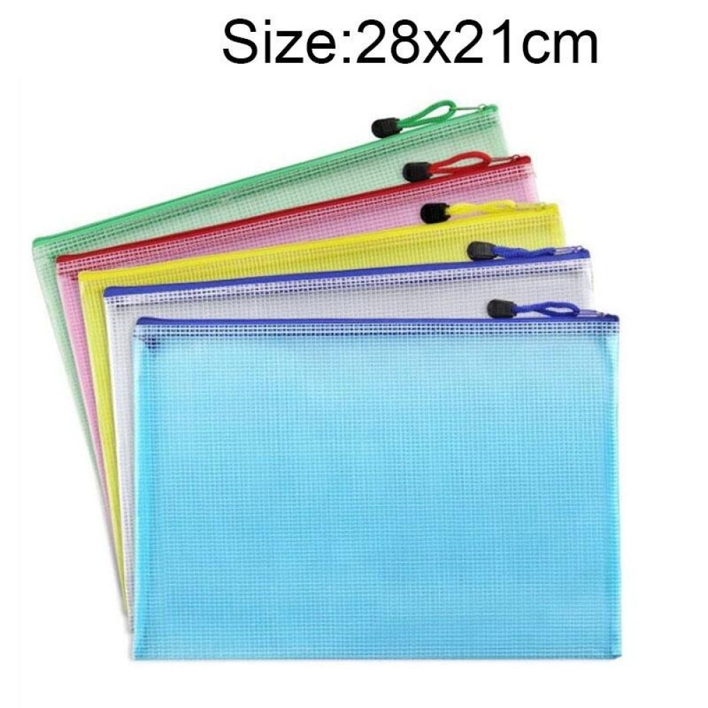 Zipper Plastic Mesh Stationery Bag, Random Color Delivery (B5, Size: 28x21cm)