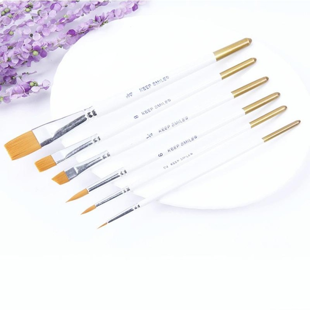 6 in 1 Artists Oil Painting Brush Set Nylon Hair Wood Handle Acrylic Watercolor Pointed Tip Drawing Pen