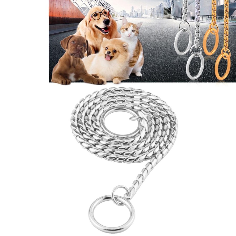 Pet Collars Pet Neck Strap Dog Neckband Snake Chain Dog Chain  Solid  Metal Chain Dog Collar，Length:40cm(Silver)