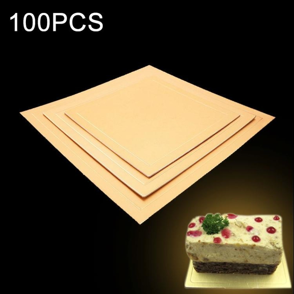 100pcs / Pack Square Cake Cardboard Pad Golden Cake Mousse Cake Mat, Size: 25 x 25cm