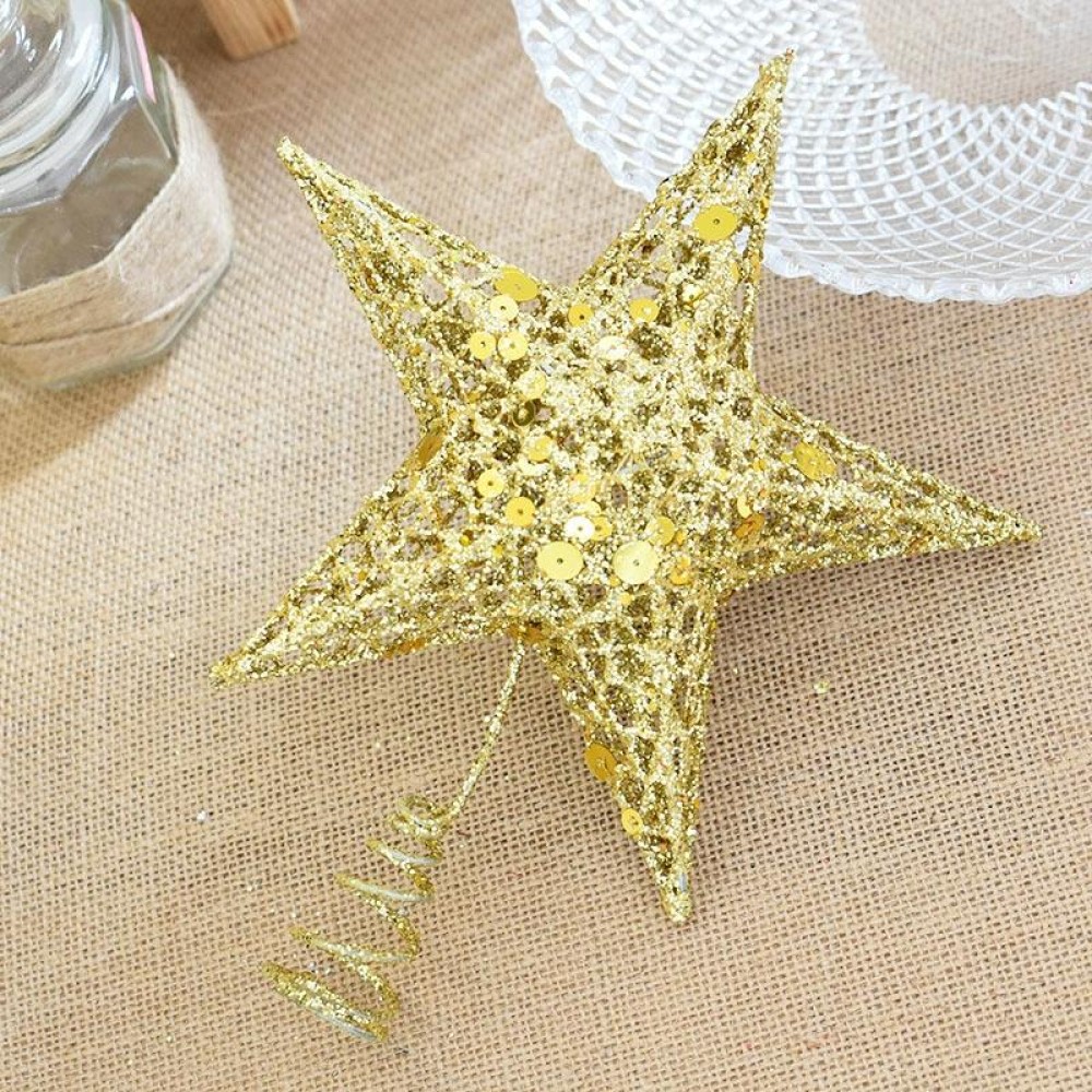 Glitter Iron Star Christmas Tree Top Decoration Ornament, Size: 30cm x 25cm, Random Color Delivery