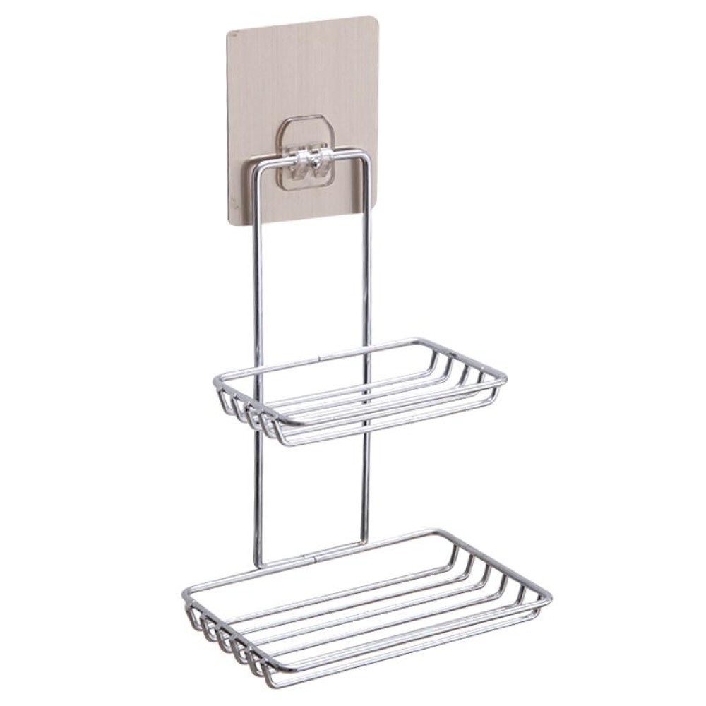 Creative Double Layer Stainless Steel Soap Stand Non-trace Magic Sticker Style Soap Dish Bathroom Shelf
