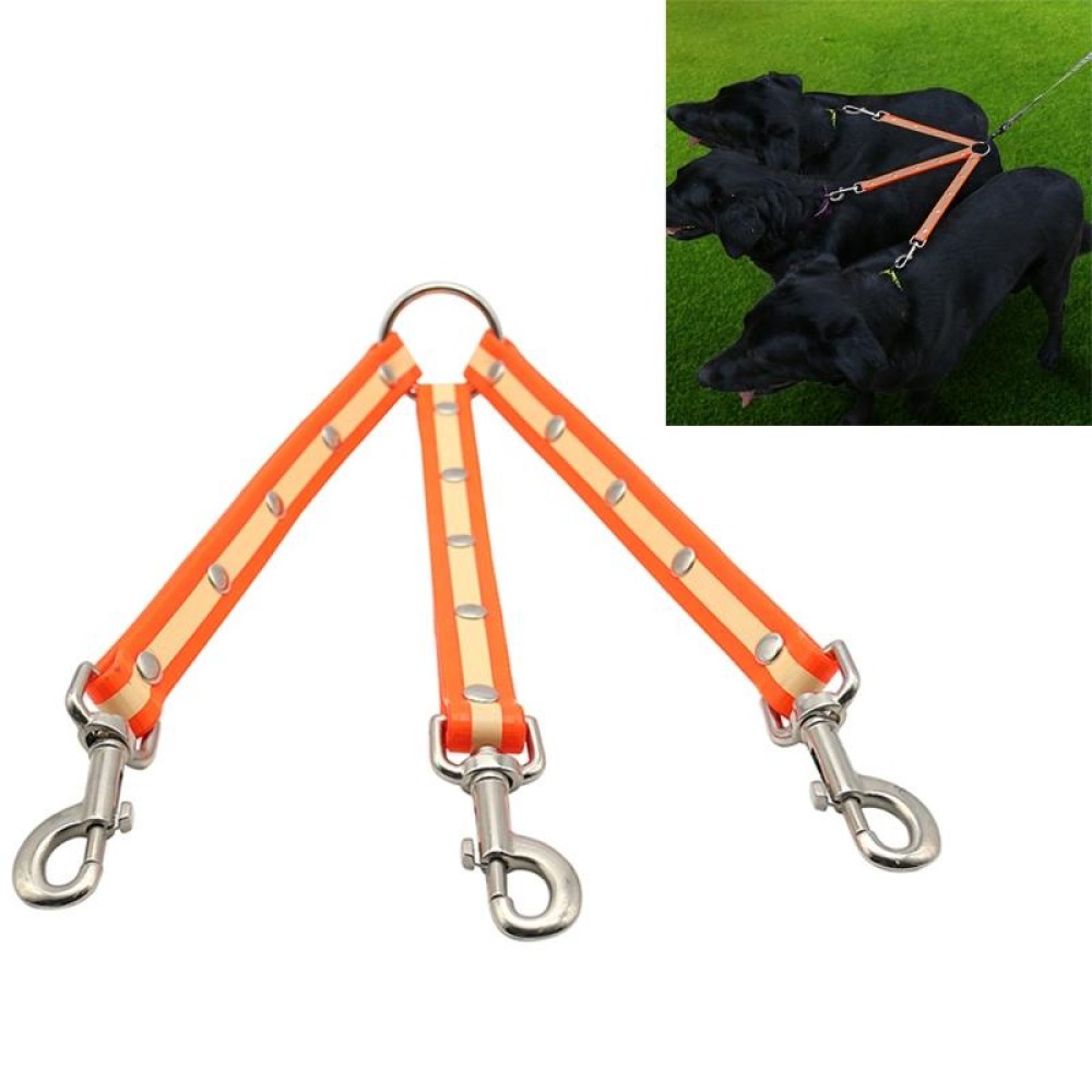TPU Material Pet Dogs 3 in 1 Tangle-free Traction Rope Double Pet Dog Walking Leash, Length: 25 cm(Orange)