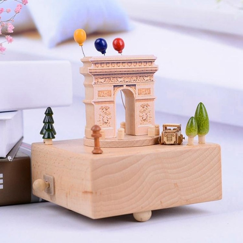 Arc De Triomphe Shape Home Decor Originality  Wooden Musical  Boxes