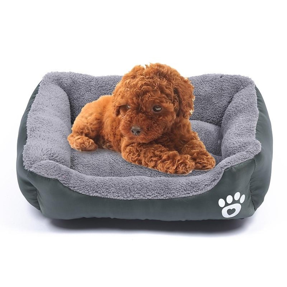 Candy Color Four Seasons Genuine Warm Pet Dog Kennel Mat Teddy Dog Mat, Size: 3XL, 110×82×20cm (Dark Green)