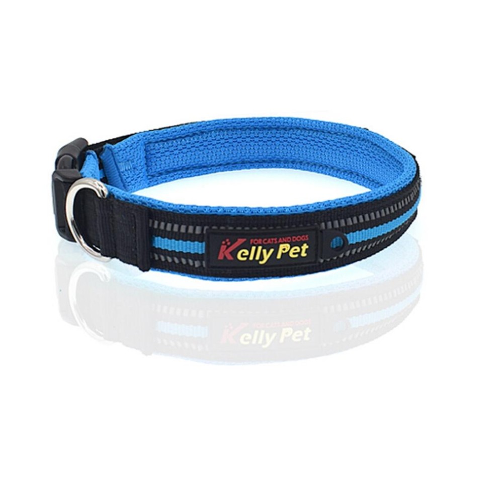 Pet Dogs Polyester Reflective Breathable Pets Collar Traction Lead Leash, Size: M, 2.5*42*47cm (Blue)