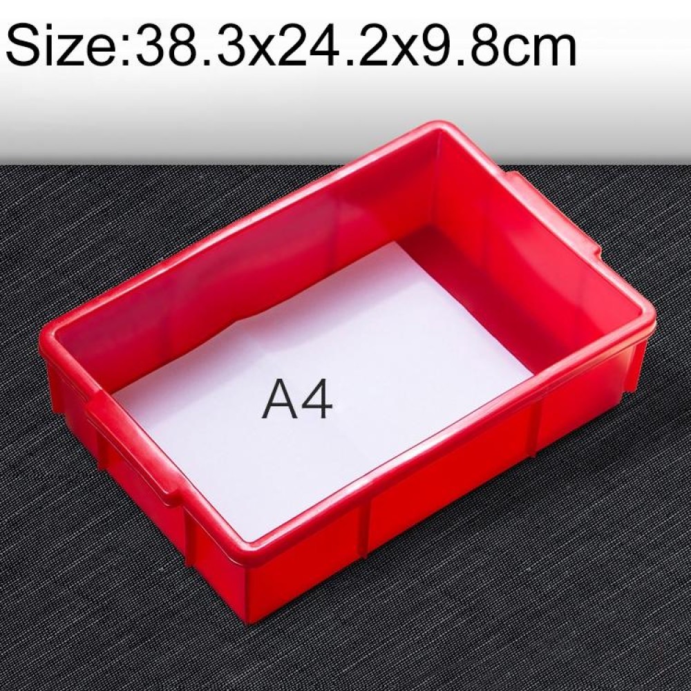 Thick Multi-function Material Box Brand New Flat Plastic Parts Box Tool Box, Size: 38.3cm x 24.2cm x 9.8cm(Red)