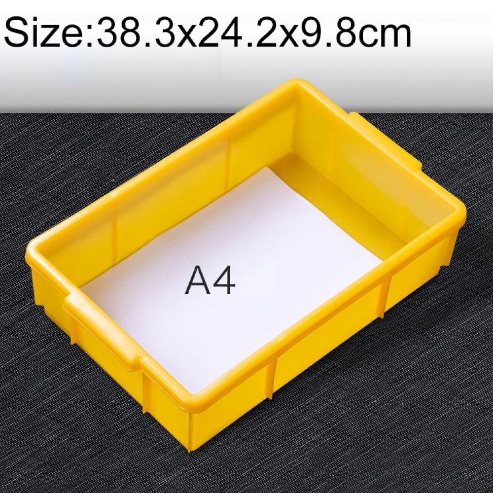 Thick Multi-function Material Box Brand New Flat Plastic Parts Box Tool Box, Size: 38.3cm x 24.2cm x 9.8cm(Yellow)
