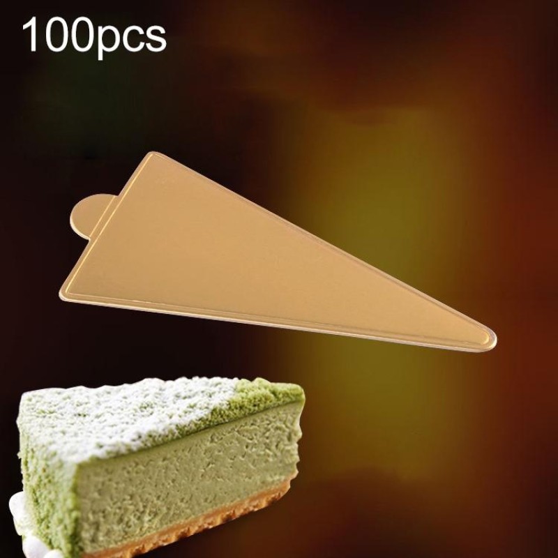 100 / Pack Small Triangle Cake Cardboard Pad Thick Rigid Golden Cake Mousse Cake Mat