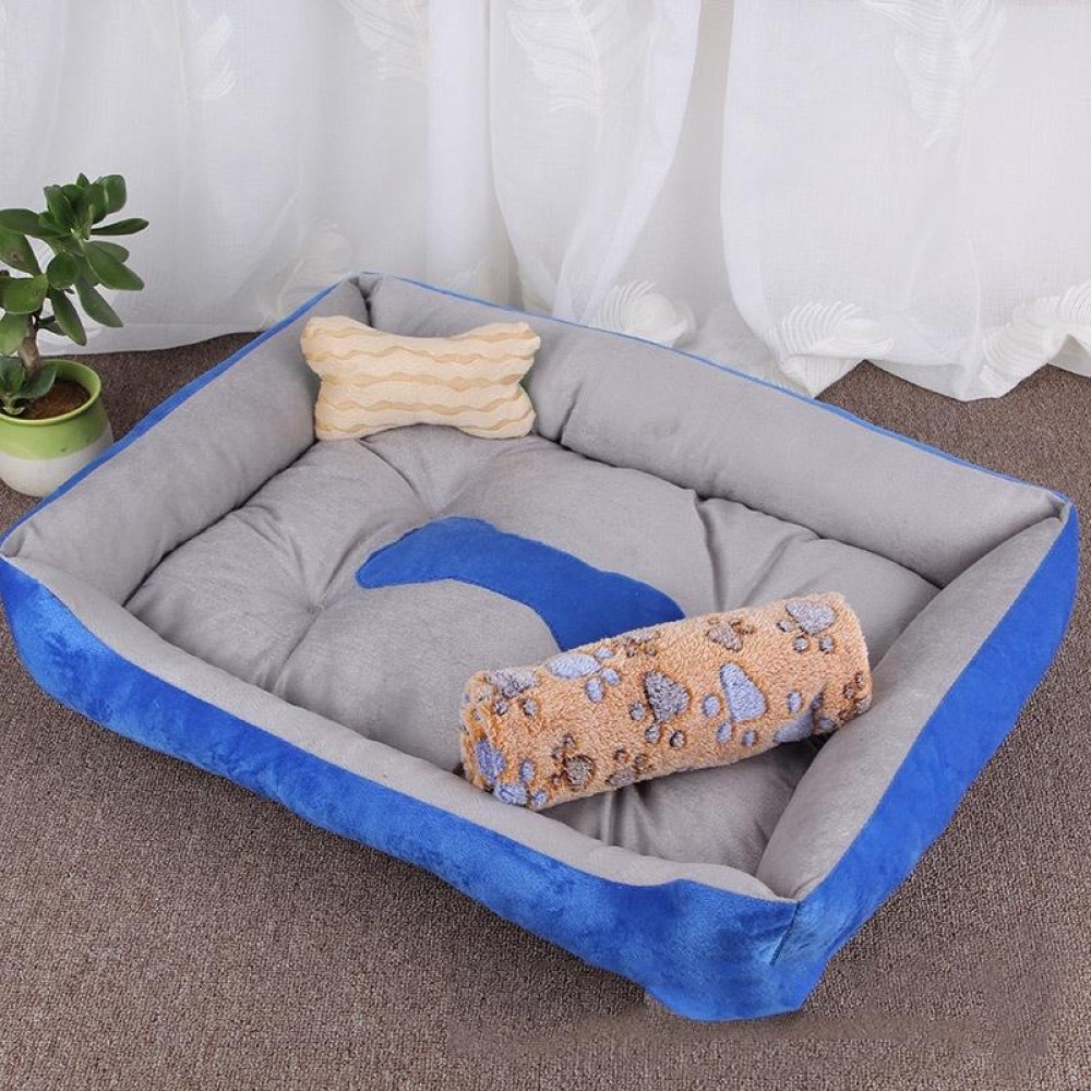 Dog Bone Pattern Big Soft Warm Kennel Pet Dog Cat Mat Blanket, with Blanket Size: M, 70×50×15cm (Light Grey)