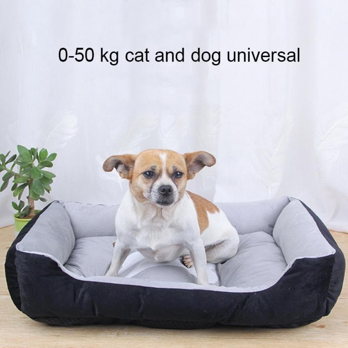 Dog Bone Pattern Big Soft Warm Kennel Pet Dog Cat Mat Blanket,  with Rattan Mat Size: XL, 90×70×15cm (Black Grey)