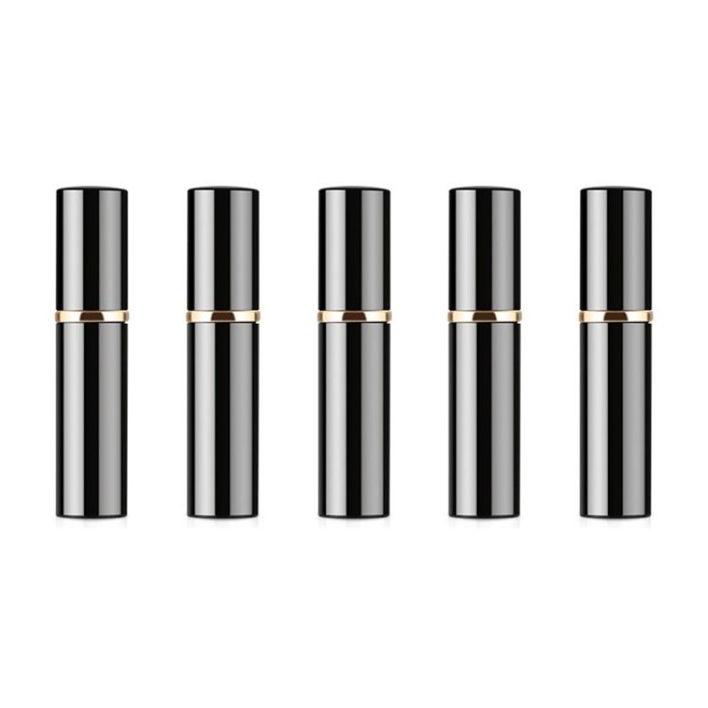 Portable Mini Refillable Glass Perfume Fine Mist Atomizers with Metallic Exterior, 5ml(Black)