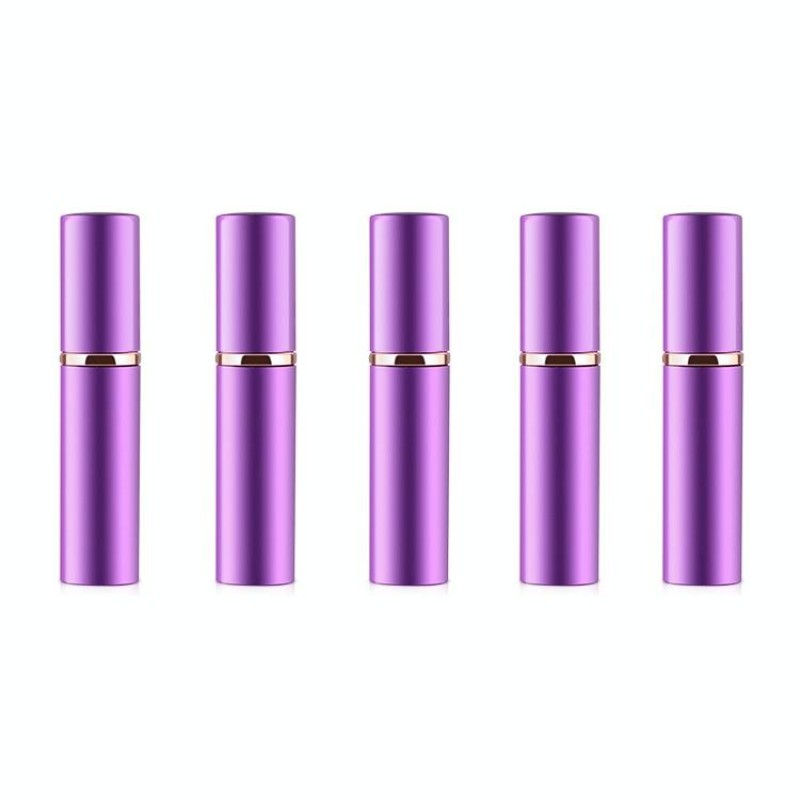 Portable Mini Refillable Glass Perfume Fine Mist Atomizers with Metallic Exterior, 5ml (Purple)