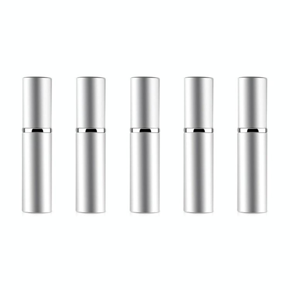Portable Mini Refillable Glass Perfume Fine Mist Atomizers with Metallic Exterior, 5ml (Silver)