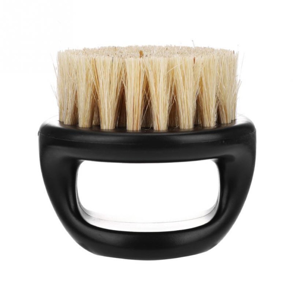 Men Ring Design Portable Boar Brush Black ABS Haircut Cleaning Shaving Brush(White)