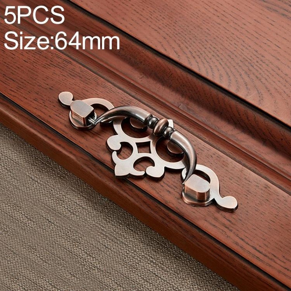 5 PCS 6057-64 Red Ancient Drawer Cabinet Door Bronze European Style Handle