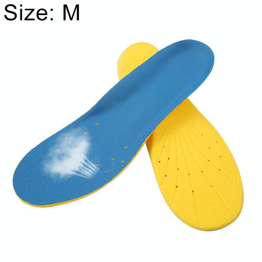 1 Pair PU Breathable Soft Sports Shock-absorbing Insole Sweat-absorbent Foot Pad Elastic Shoe Insert, Size: M(6-9 Yards)(Blue)