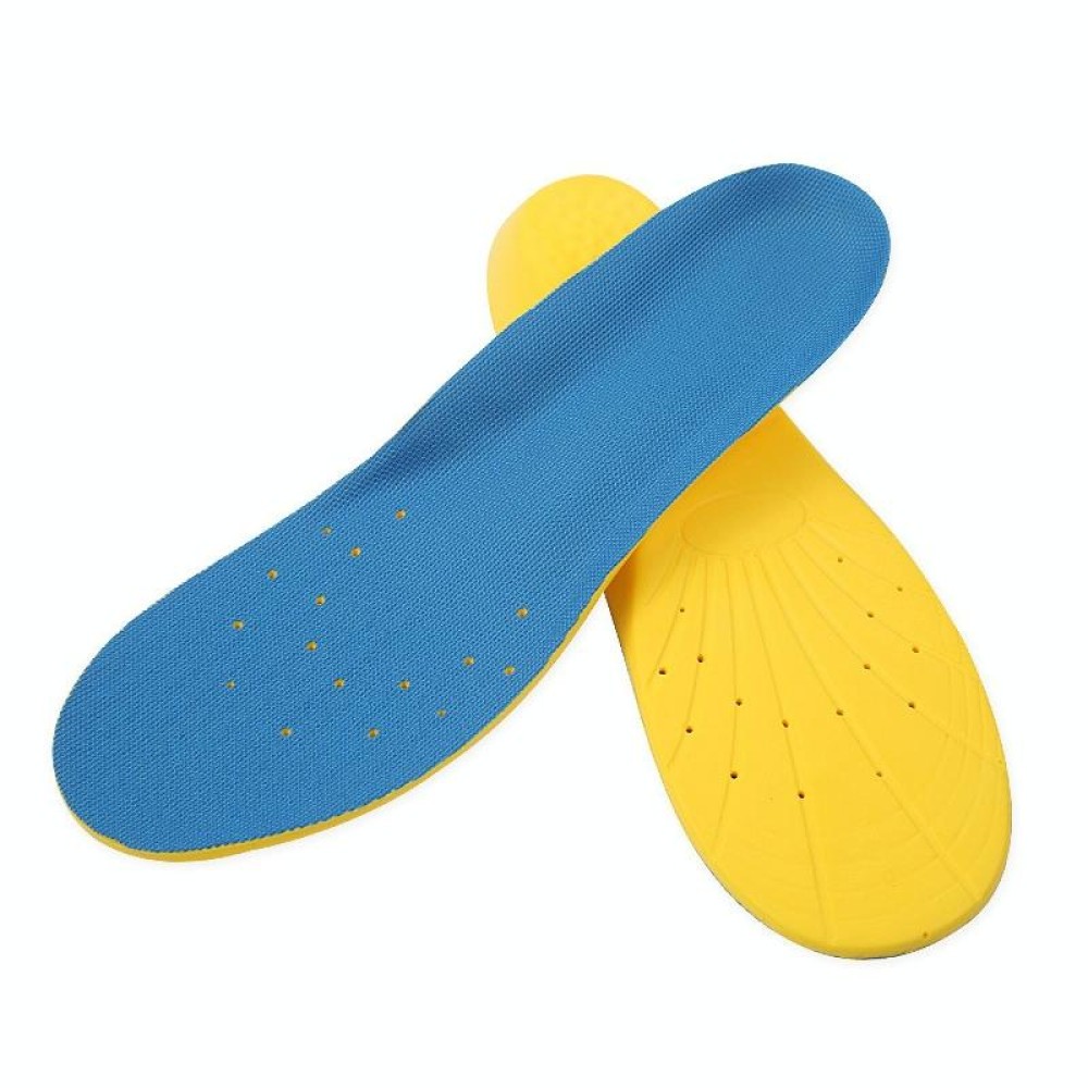 1 Pair PU Breathable Soft Sports Shock-absorbing Insole Sweat-absorbent Foot Pad Elastic Shoe Insert, Size: M(6-9 Yards)(Blue)