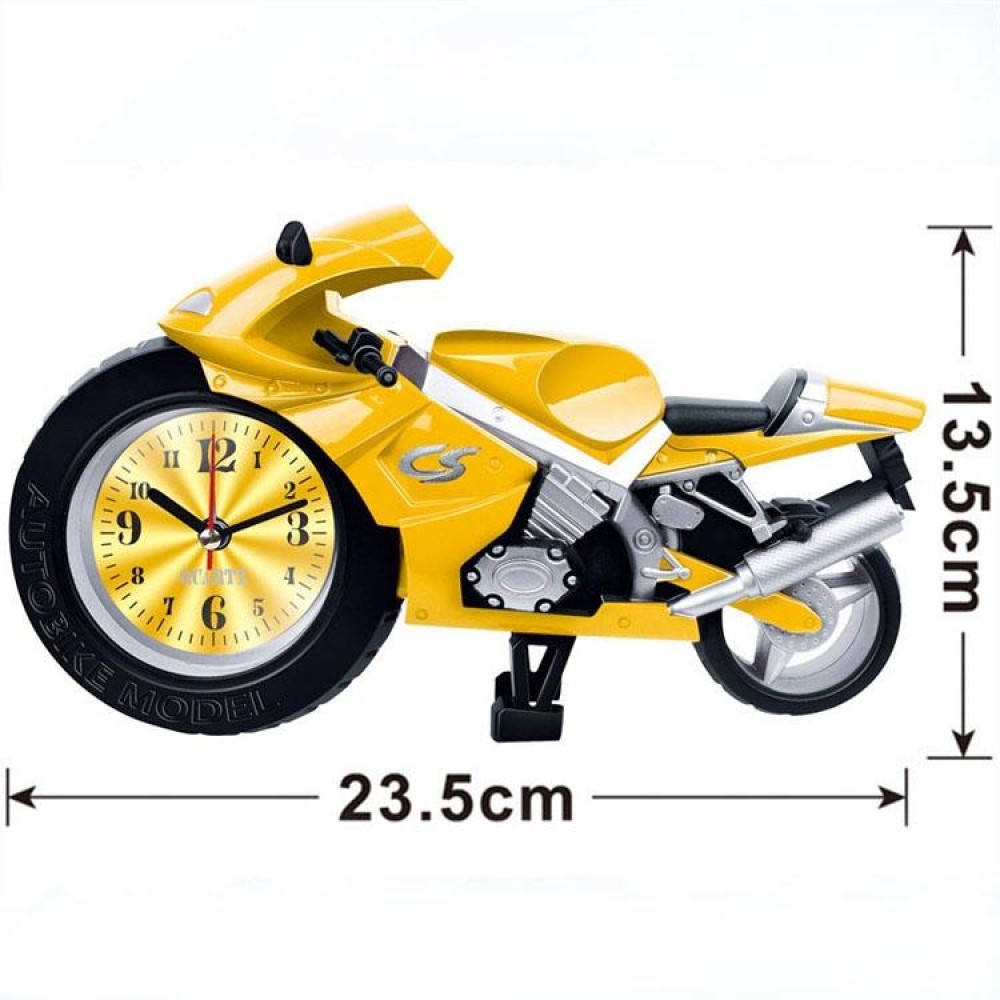 Creative Artistic Motorcycle Alarm Clock Desk Clock Model for Household Shelf Decorations (Yellow)
