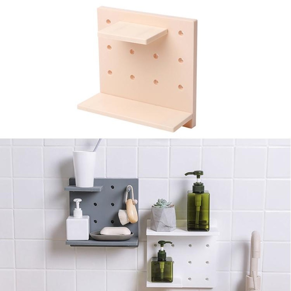 Plastic Board Living Room Bathroom Kitchen Wall Decoration Storage Shelf(Beige)