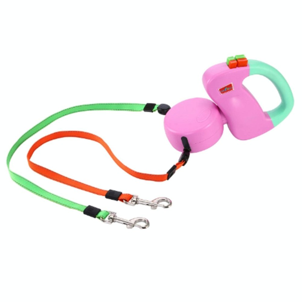 Two-headed Creative Automatic Retractable Pet Traction Rope (Pink)