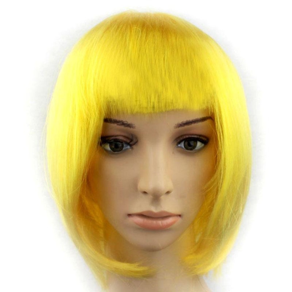 Party Cosplay Headwear Straight Short PET Wigs For Female(Dark Gold)