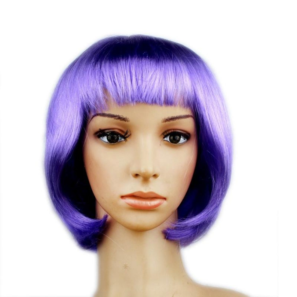 Party Cosplay Headwear Straight Short PET Wigs For Female(lavender)