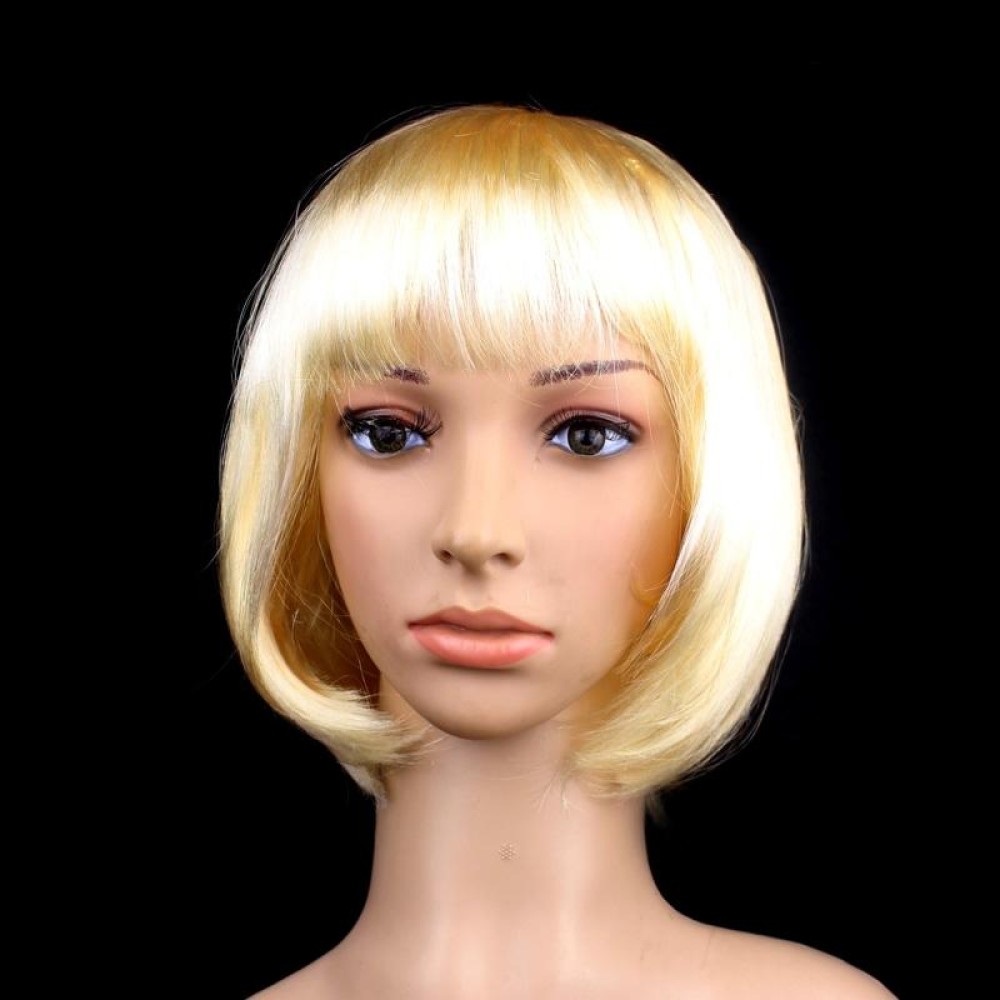 Party Cosplay Headwear Straight Short PET Wigs For Female(Gold)