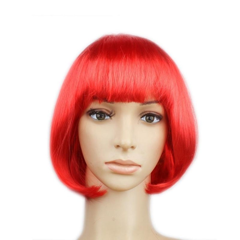 Party Cosplay Headwear Straight Short PET Wigs For Female(Red)