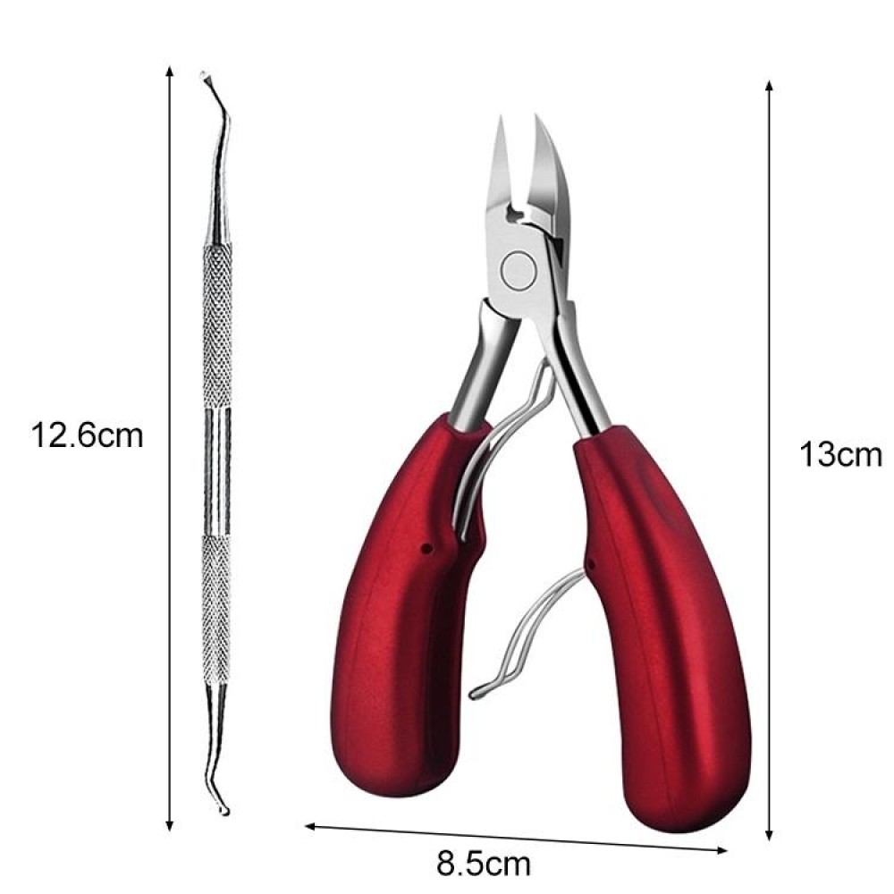 2 in 1 Nail Clipper for Paronychia Stainless Steel Olecranon Nail Nipper & Ingrown Nail Lifter(Red)