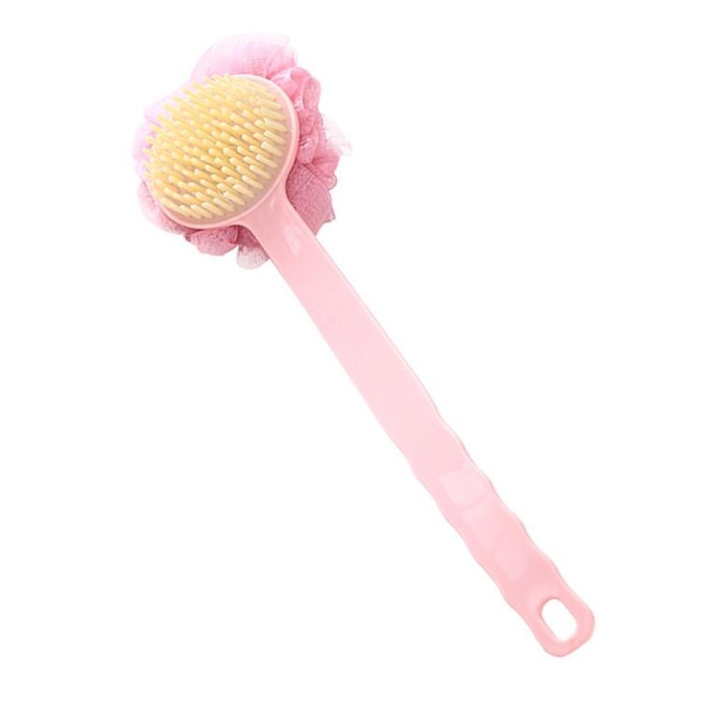 2 In 1 Multi-function Soft Hair Long Handle Bath Ball Body Brush (Pink)