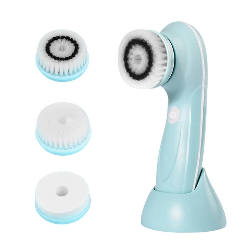3 in 1 USB Charging Electronic Cleaning Face Beauty Instrument Pores Nose Blackhead Facial Cleansing Brush (Blue)