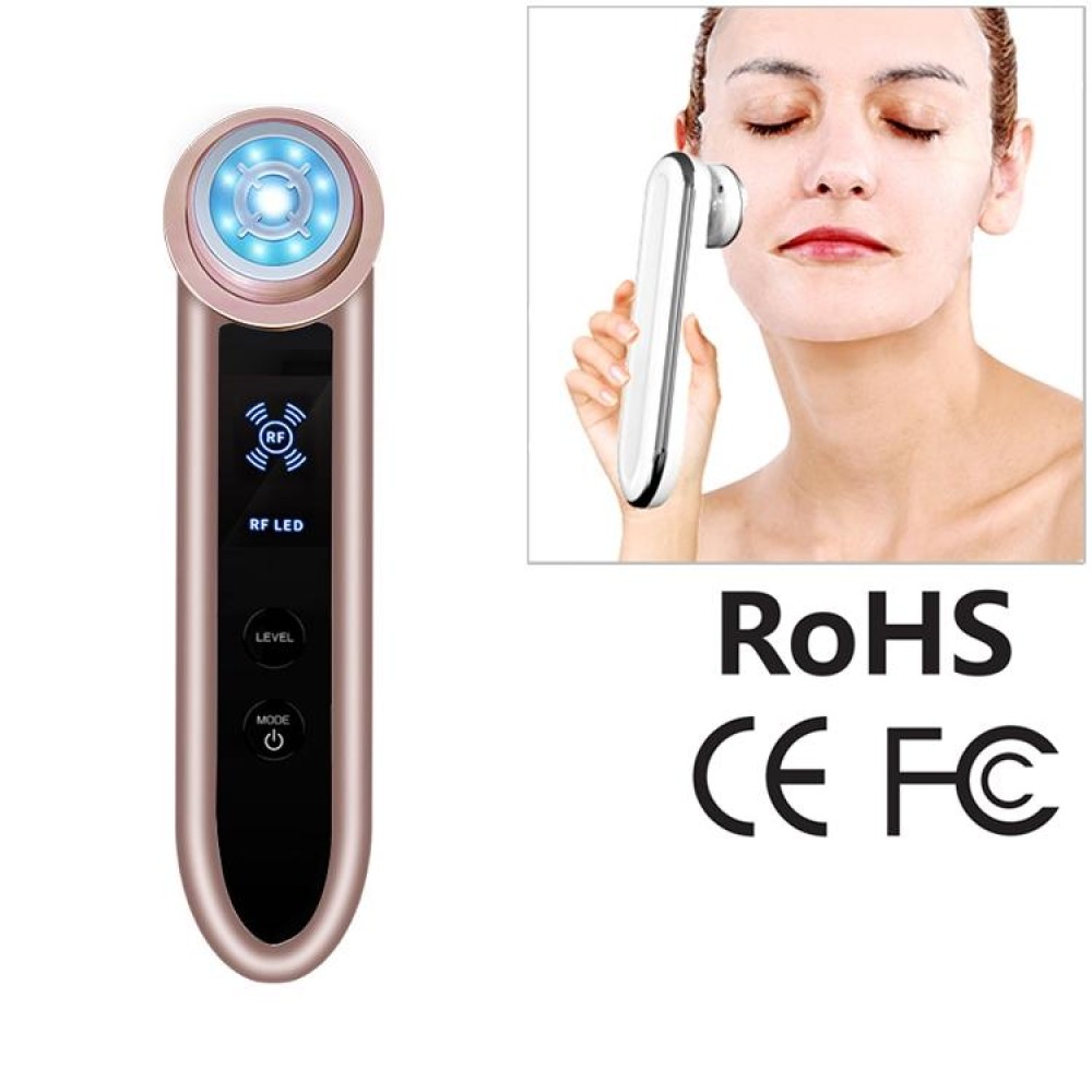 BLK-D919 RF Instrument Facial Vibration Compact Lifting Massager Micro Current Beauty Instrument(Gold)
