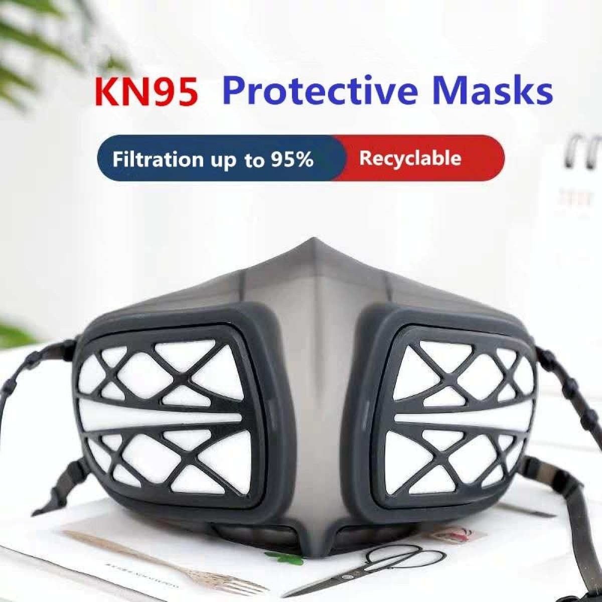 Silicone Protective Reusable PM2.5 KN95 Respirator Mask Replaceable Filter Antivirus Anti-fog Face Mask