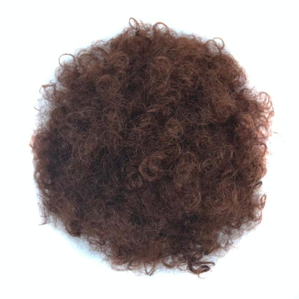 European and American Black People Explosion Head Fluffy Curl Hair Net Wig(Dark Brown)