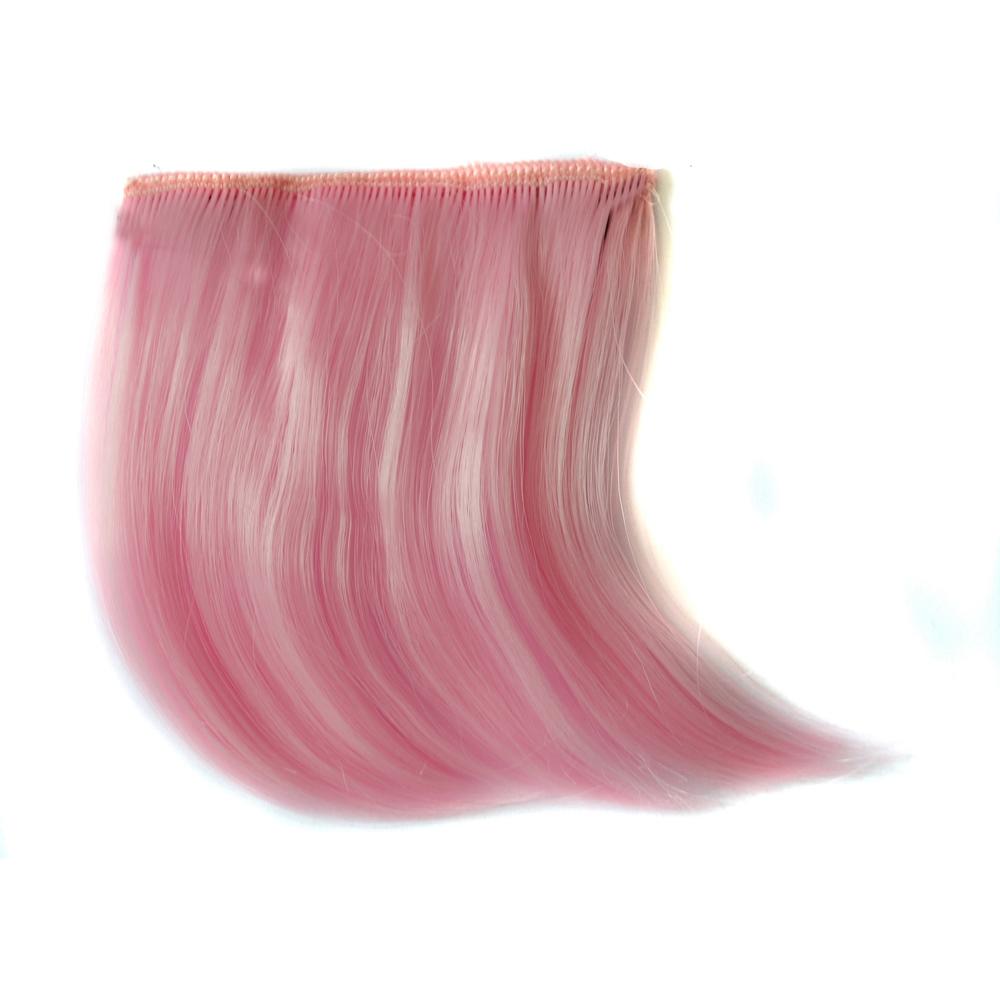 Color Gradient Invisible Seamless Hair Extension Wig Piece Straight Hair Piece Color Bangs Hair Piece(Pink)