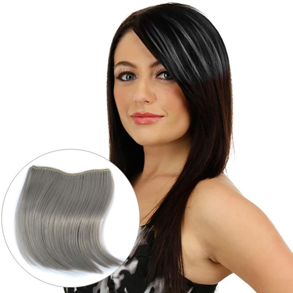 Color Gradient Invisible Seamless Hair Extension Wig Piece Straight Hair Piece Color Bangs Hair Piece(Light Grey)