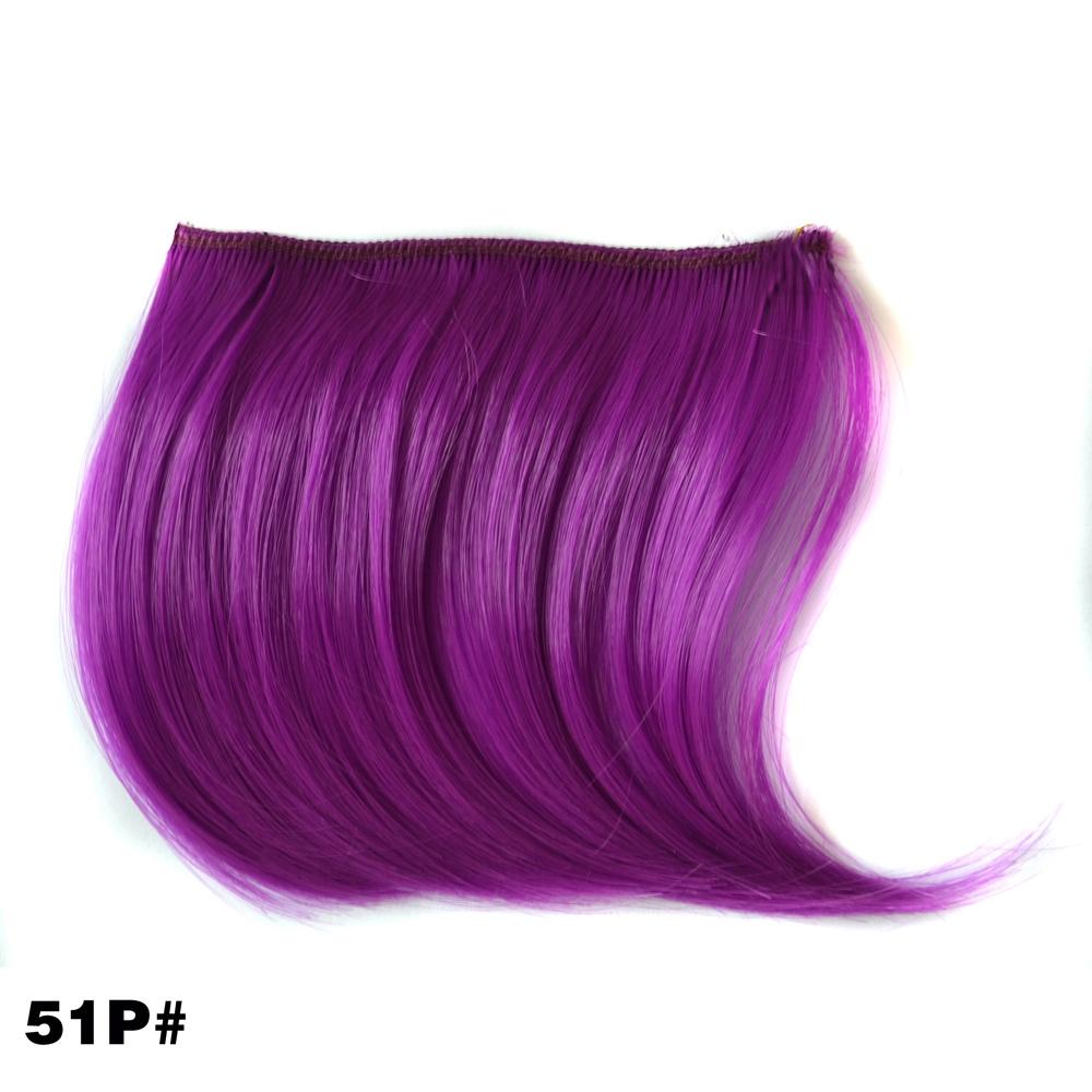 Color Gradient Invisible Seamless Hair Extension Wig Piece Straight Hair Piece Color Bangs Hair Piece(Purple)