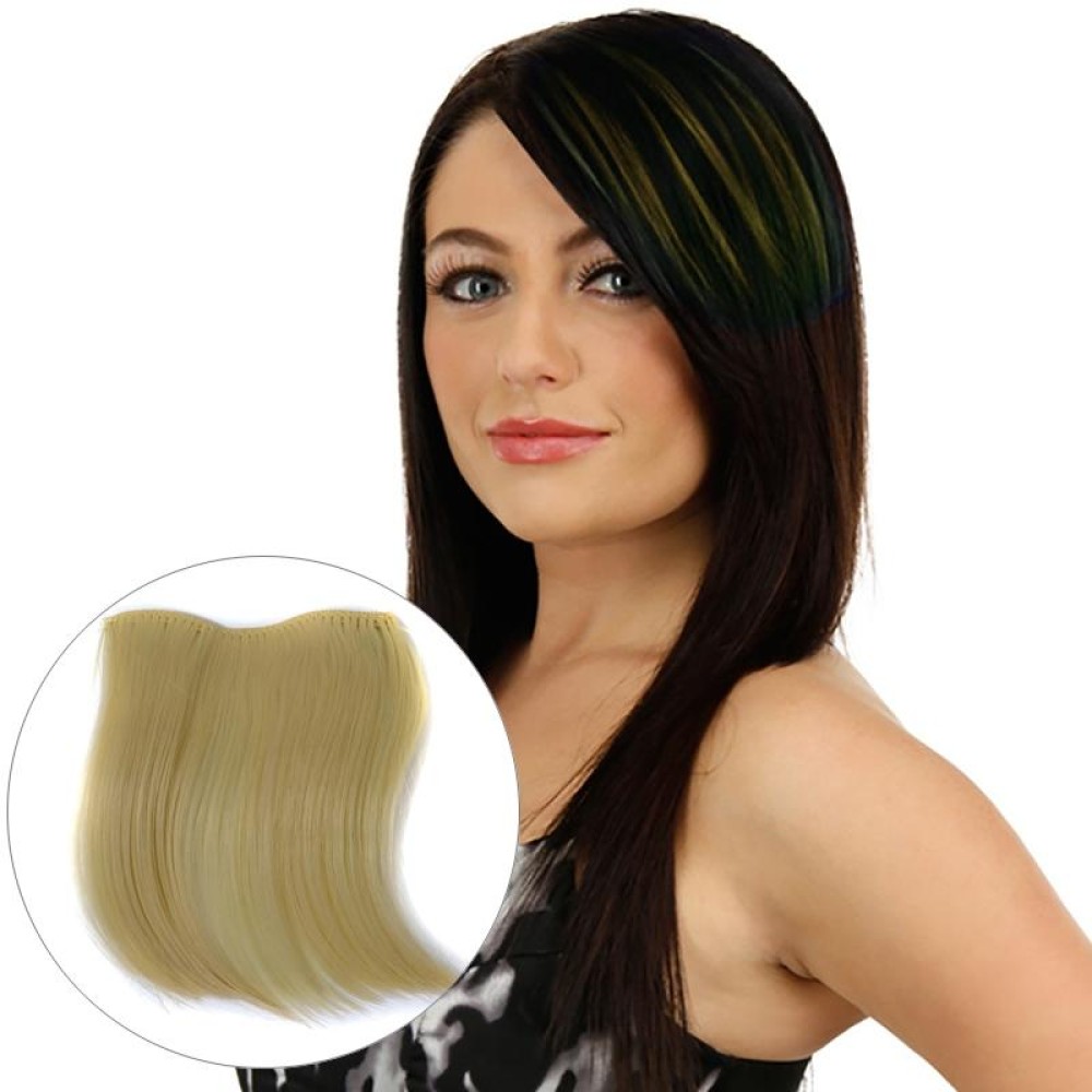 Color Gradient Invisible Seamless Hair Extension Wig Piece Straight Hair Piece Color Bangs Hair Piece(Beige)